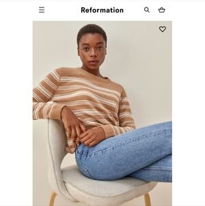 REFORMATION BOYFRIEND CASHMERE STRIPED SWEATER